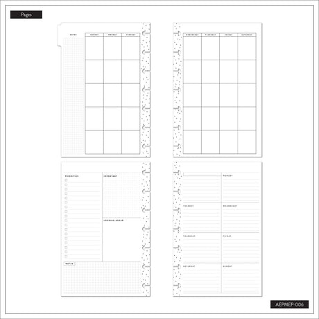 Petal Press Mini calendar, checklist, notes and grid planning pages