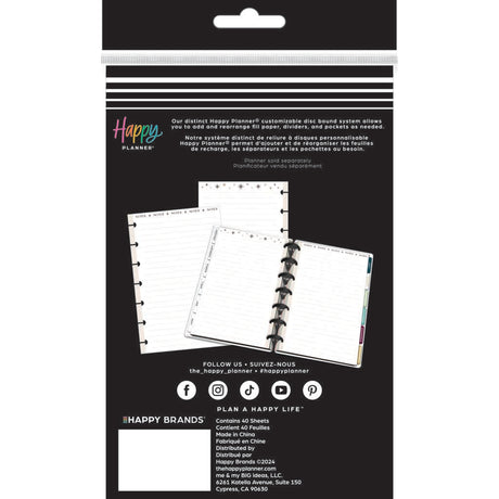 Happy Planner Modern Craft Mini Fill Paper  - Lined