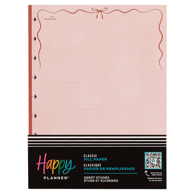 Happy Planner Sweet Studies Classic Fill Paper with pink cover and black label on a white background