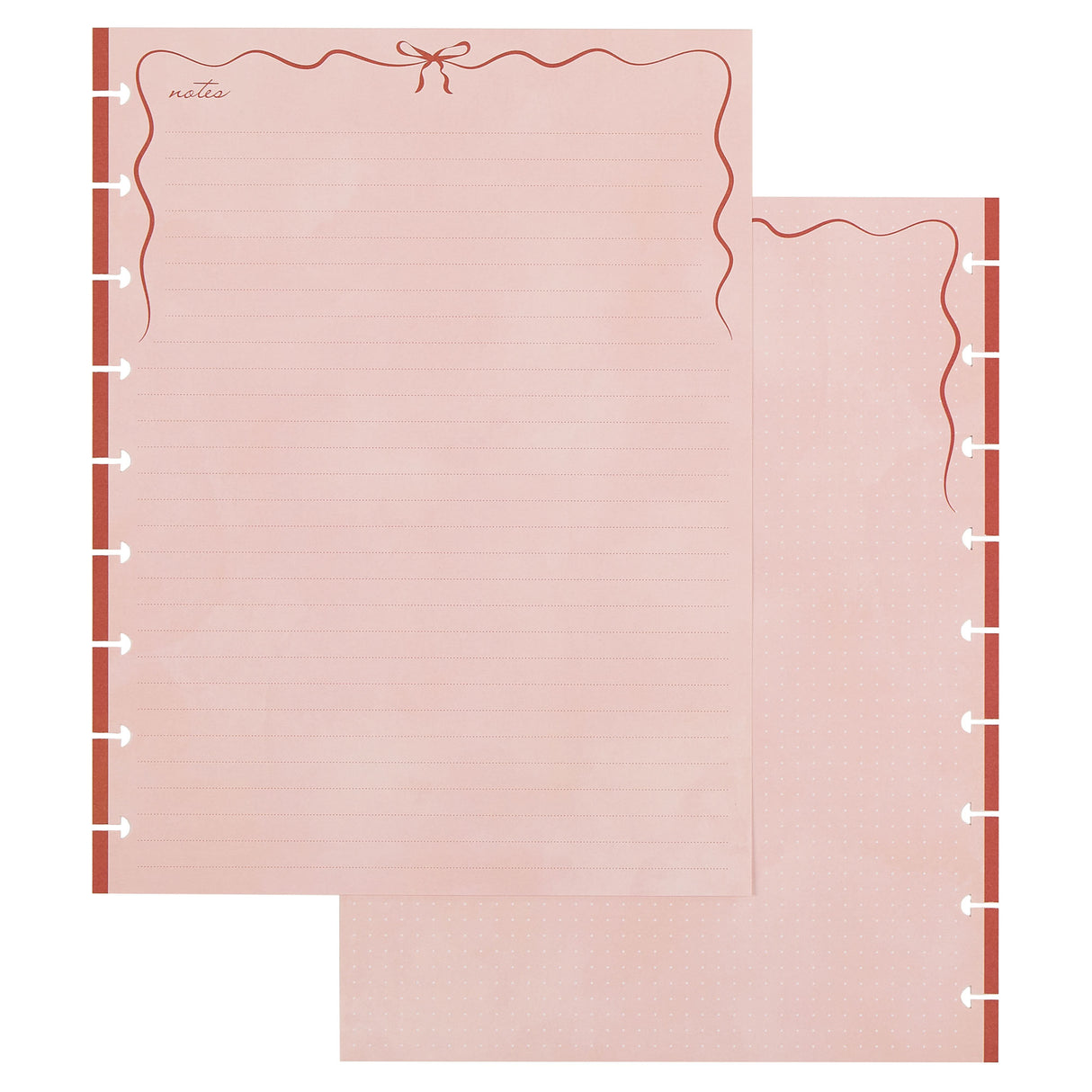 Happy Planner refill paper Pink planner insert with red decorative elements on a white background