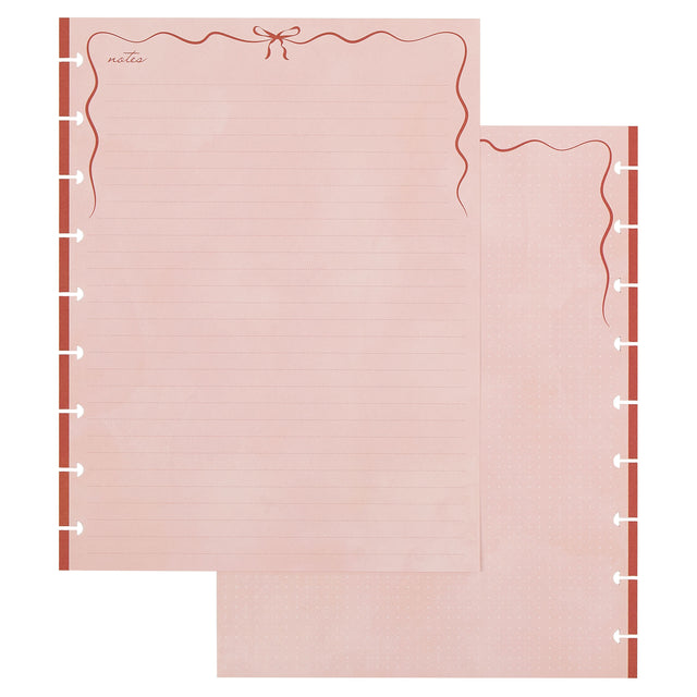Happy Planner refill paper Pink planner insert with red decorative elements on a white background