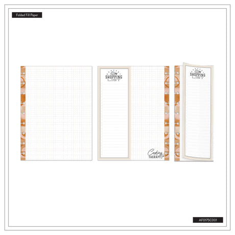 Set of three folded paper sheets with text and graphics on a white background