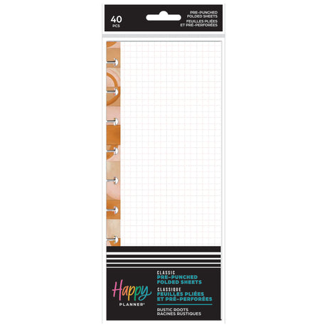 Happy Planner Rustic Roots Grocery List Classic Folded Fill Paper pre-punched paper sheets packaging on a white background