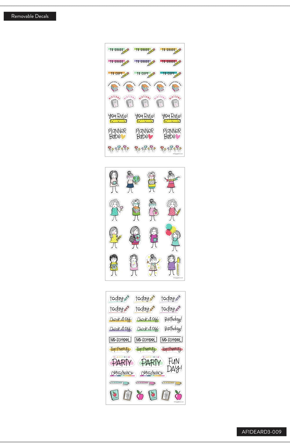 Happy Planner Stick Girl Dry Erase Removable Decals