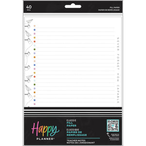 Happy Planner Teacher Notes Classic Fill Paper