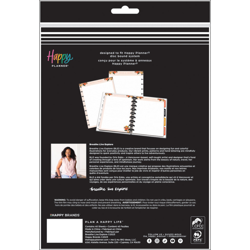 Happy Planner Breathe Live Explore Classic Fill Paper - Lined + Dot Grid
