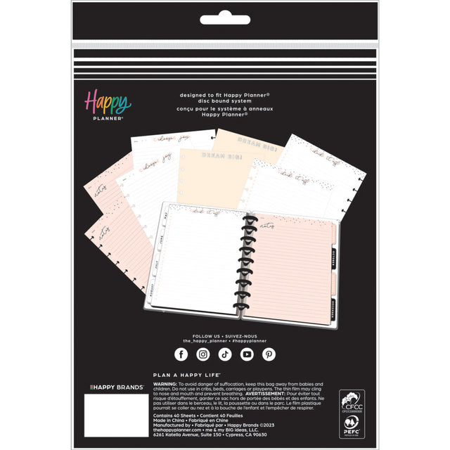 Happy Planner Simple Essentials Classic Fill Paper - Lined +  Checklist + Blank