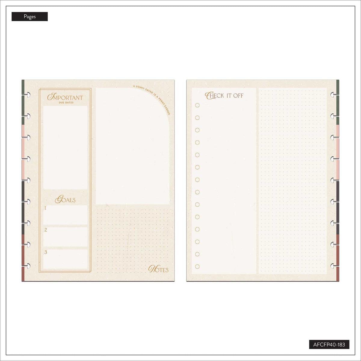 Amber & Oak budget filler paper for Classic Happy Planner