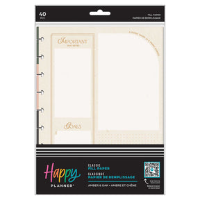 Happy Planner Amber & Oak Classic Budget Fill Paper