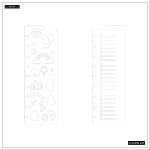 Two Happy Planner Seasonal snap-in stencils with seasonal shapes and ruled guides