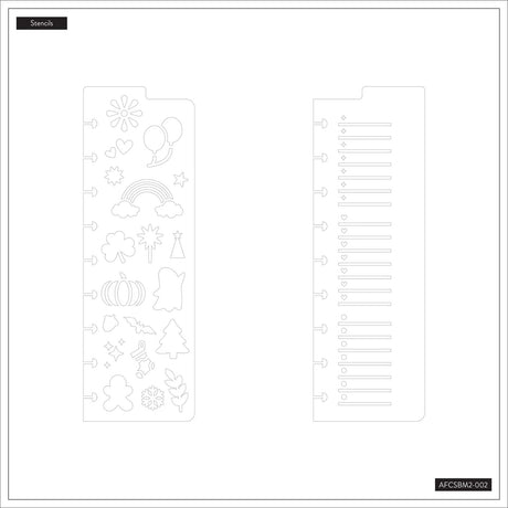 Two Happy Planner Seasonal snap-in stencils with seasonal shapes and ruled guides