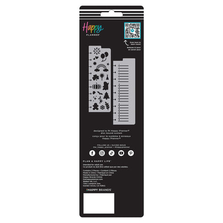 Happy Planner Seasonal stencil bookmark pack back packaging
