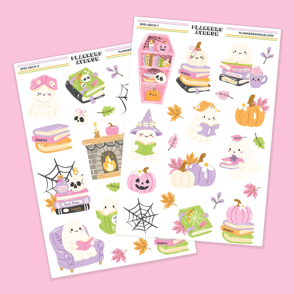 Bookish Halloween Ghost Decorative Sticker Sheets