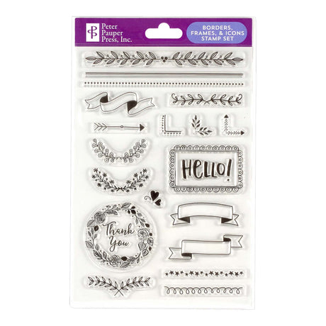 Borders Frame Icons Clear Stamp Set