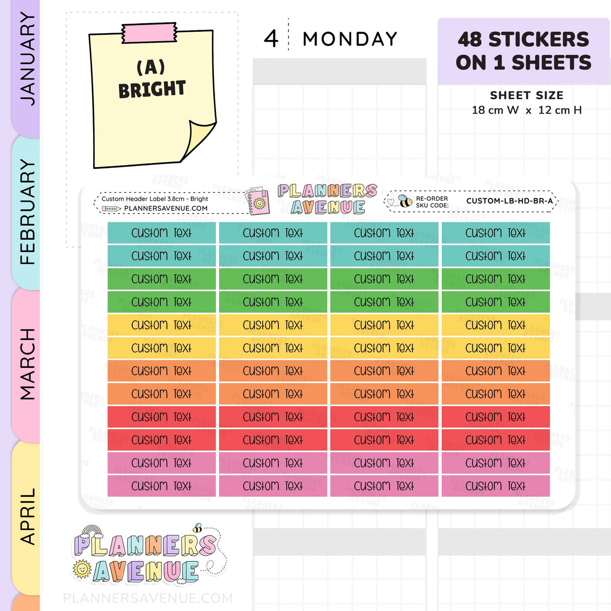 Custom Header Planner Stickers
