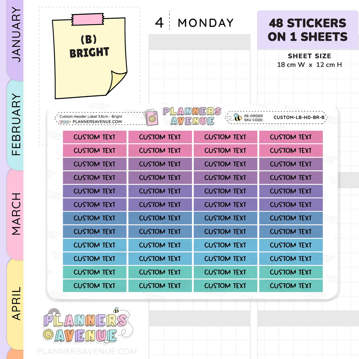 Custom Header Planner Stickers