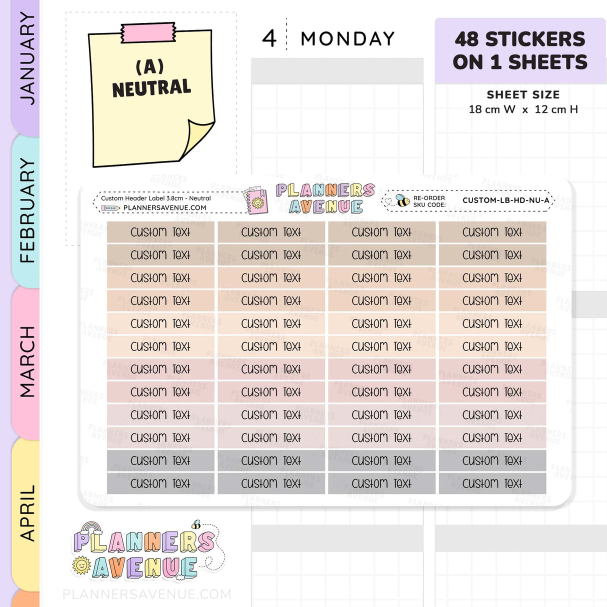 Custom Header Planner Stickers