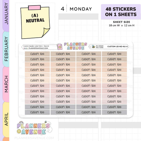 Custom Header Planner Stickers