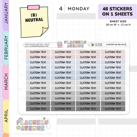 Custom Header Planner Stickers