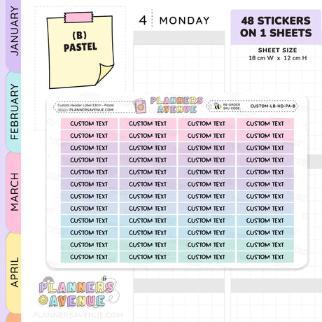 Custom Header Planner Stickers