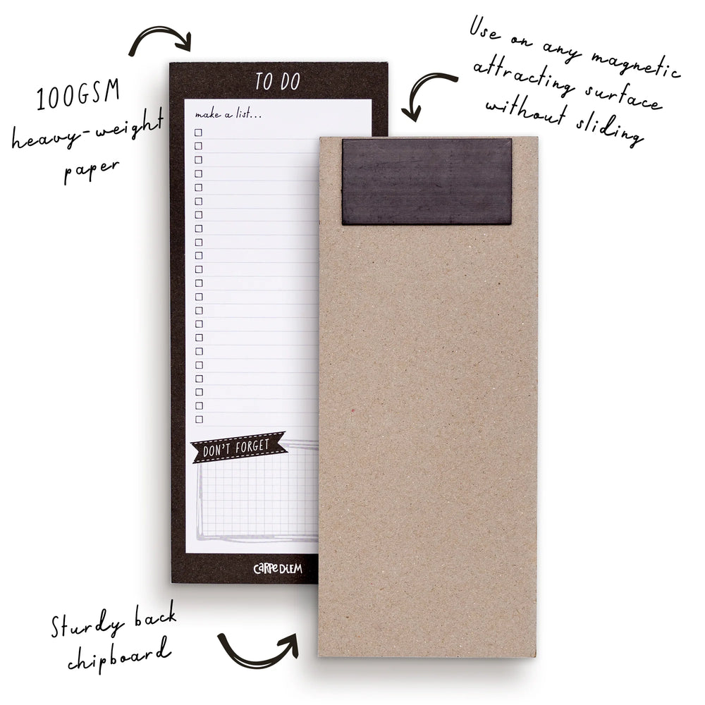 Carpe Diem Black Magnetic To Do List Notepad