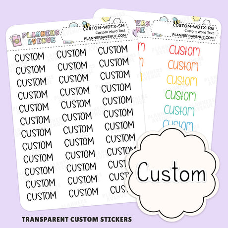 Clear Custom Text Word Planner Stickers | 2 Sizes Single Line (Copy)