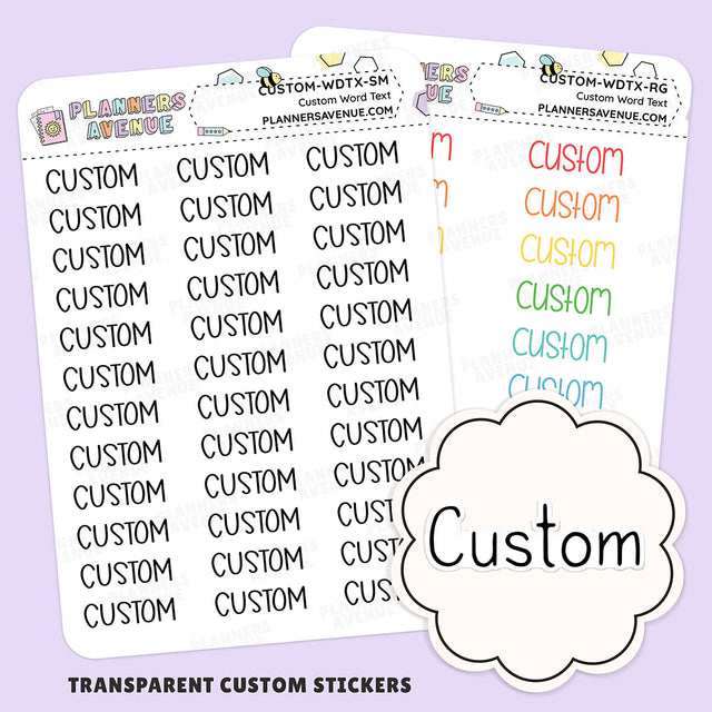 Clear Custom Text Word Planner Stickers | 2 Sizes Single Line (Copy)