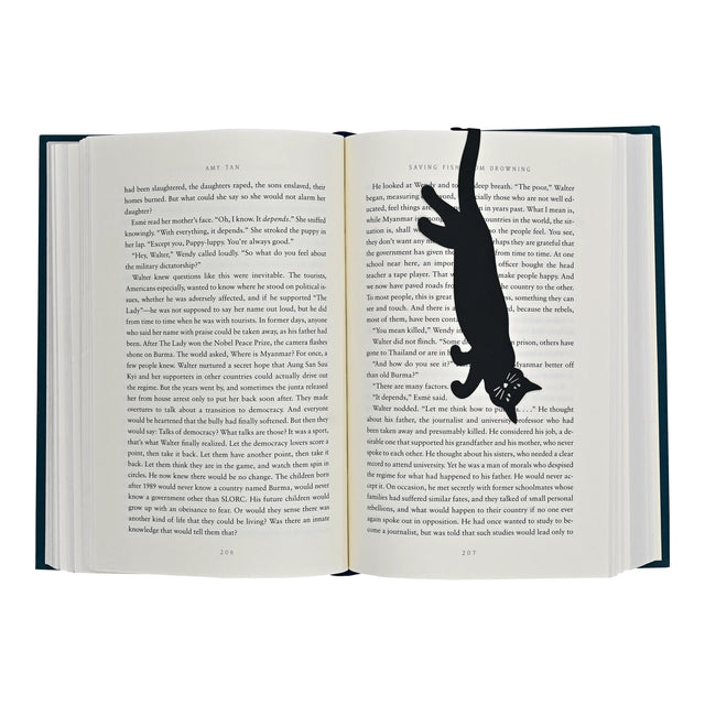 Curious Cat Hanging Metal Bookmark