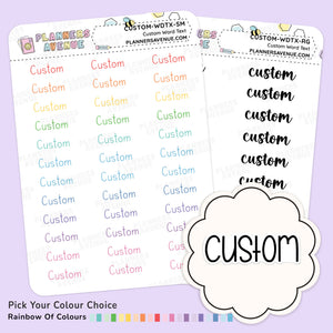 Custom Text Word Planner Stickers - Single Text Line