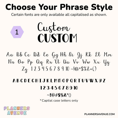 Custom Script Word Planner Stickers | Phrase 2 Lines