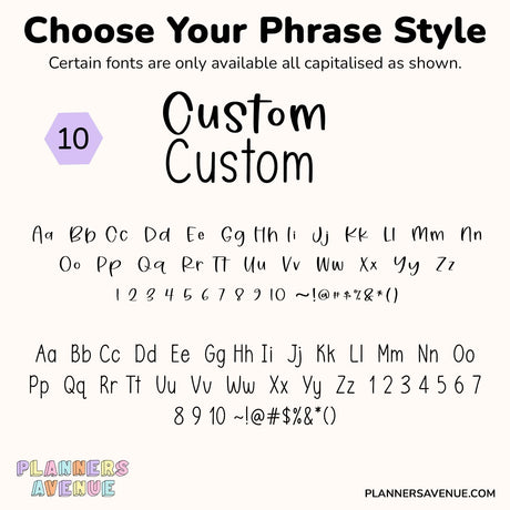 Custom Script Word Planner Stickers | Phrase 2 Lines