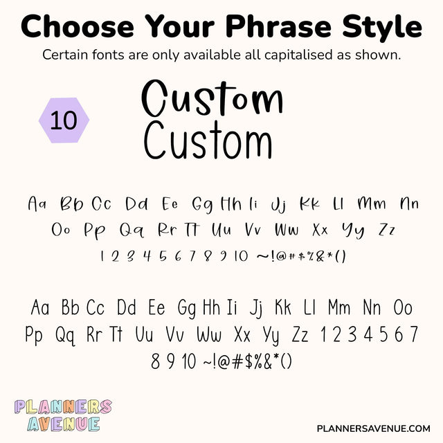 Custom Script Word Planner Stickers | Phrase 2 Lines