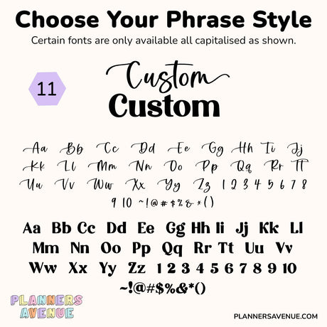 Custom Script Word Planner Stickers | Phrase 2 Lines