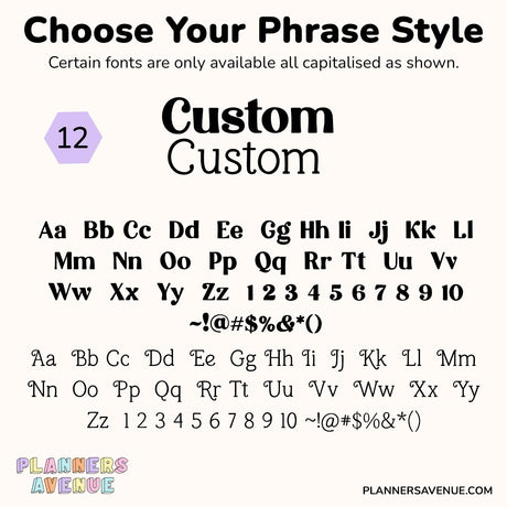 Custom Script Word Planner Stickers | Phrase 2 Lines