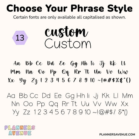 Custom Script Word Planner Stickers | Phrase 2 Lines