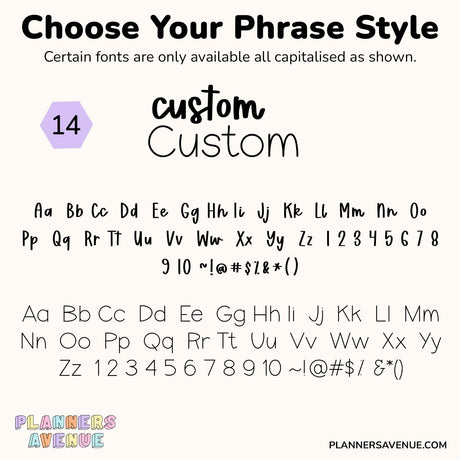 Custom Script Word Planner Stickers | Phrase 2 Lines