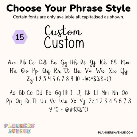 Custom Script Word Planner Stickers | Phrase 2 Lines