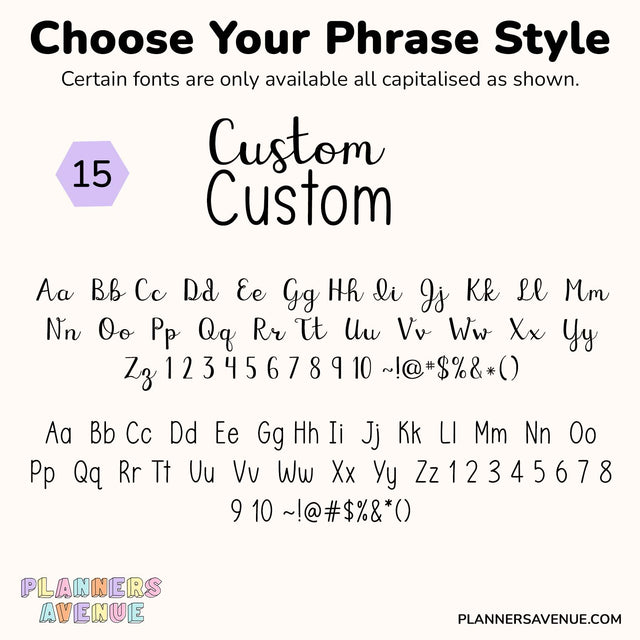 Custom Script Word Planner Stickers | Phrase 2 Lines