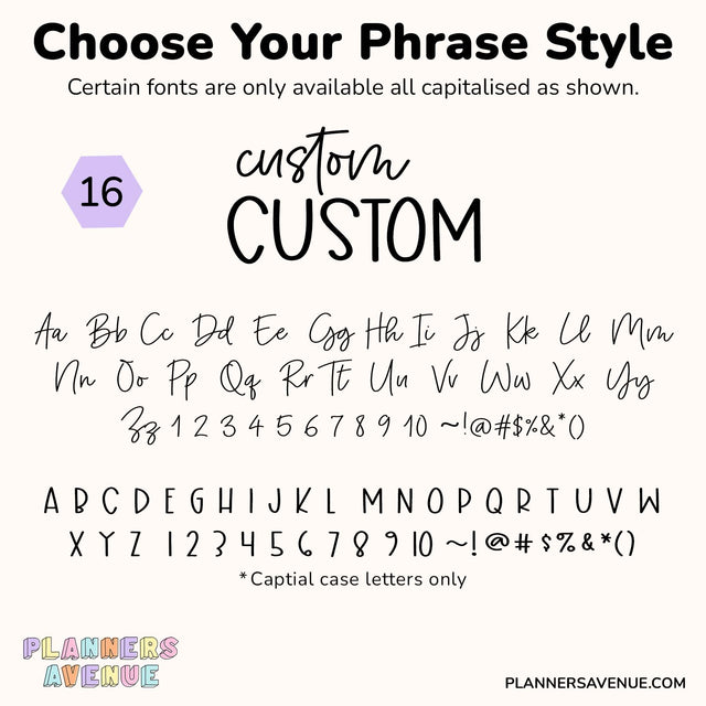 Custom Script Word Planner Stickers | Phrase 2 Lines