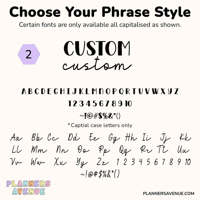 Custom Script Word Planner Stickers | Phrase 2 Lines