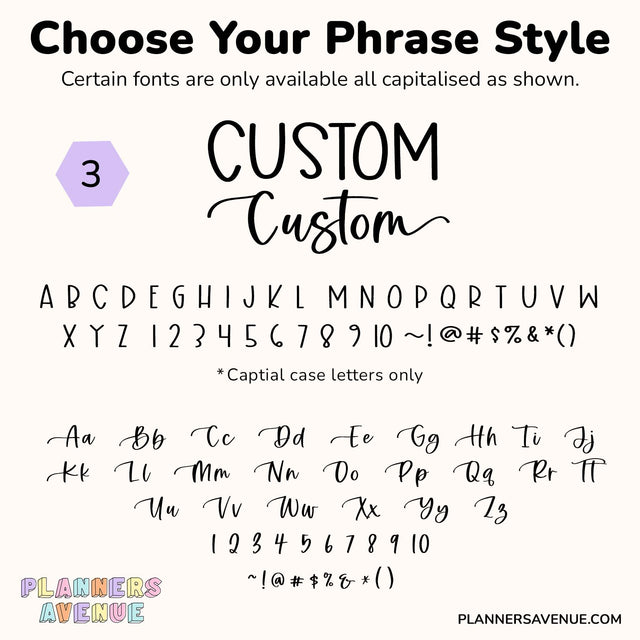 Custom Script Word Planner Stickers | Phrase 2 Lines