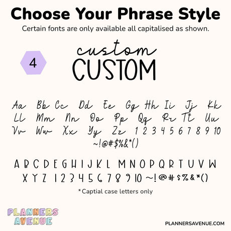 Custom Script Word Planner Stickers | Phrase 2 Lines