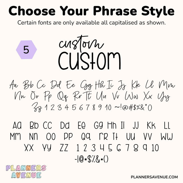 Custom Script Word Planner Stickers | Phrase 2 Lines