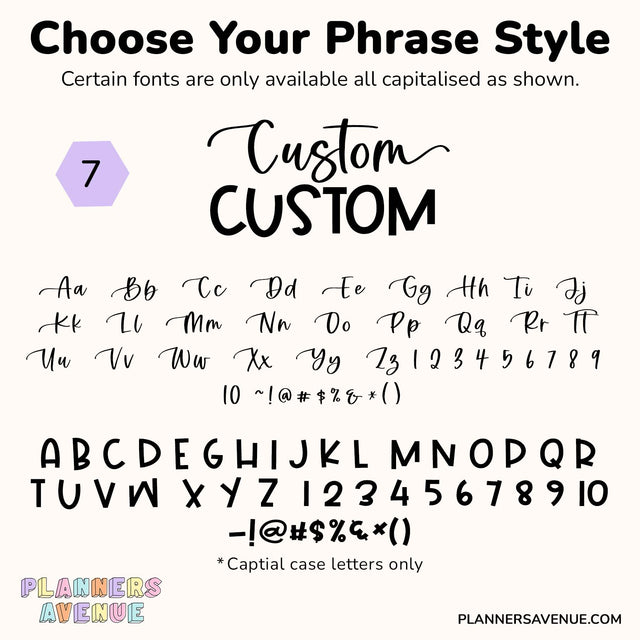 Custom Script Word Planner Stickers | Phrase 2 Lines