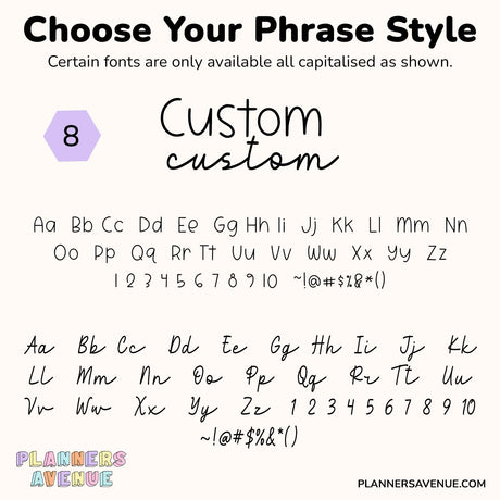 Custom Script Word Planner Stickers | Phrase 2 Lines