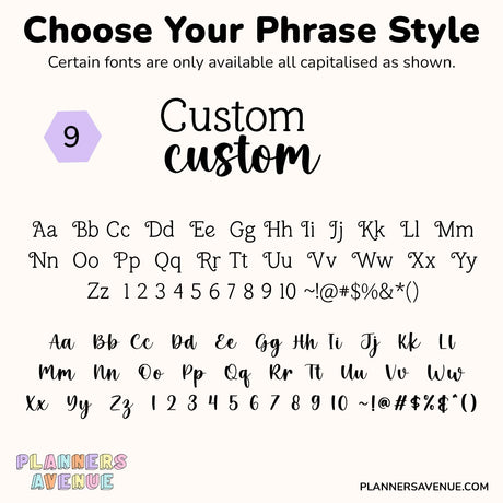 Custom Script Word Planner Stickers | Phrase 2 Lines