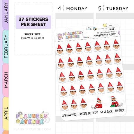 Christmas Elf Countdown Stickers
