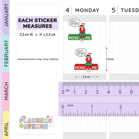 Christmas Elf Move Me Reminder Stickers
