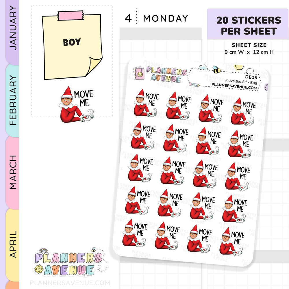 Christmas Elf Move Reminder Icon Stickers