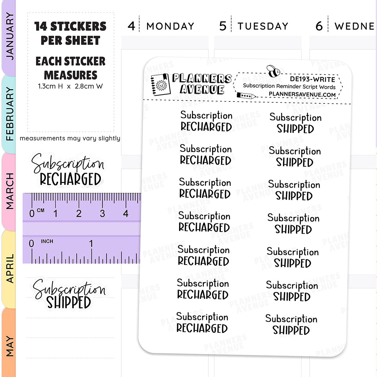 Subscription tracker stickers